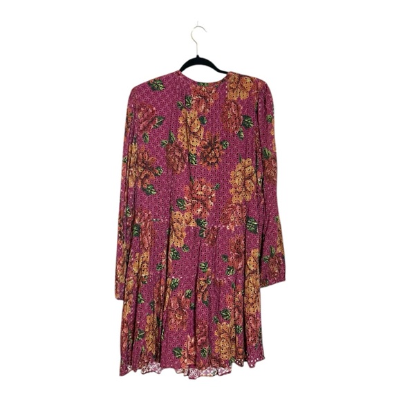 Anthropologie Farm Rio Pink Eyelet Tiered Tunic Mini Dress Size Large - Picture 4 of 7